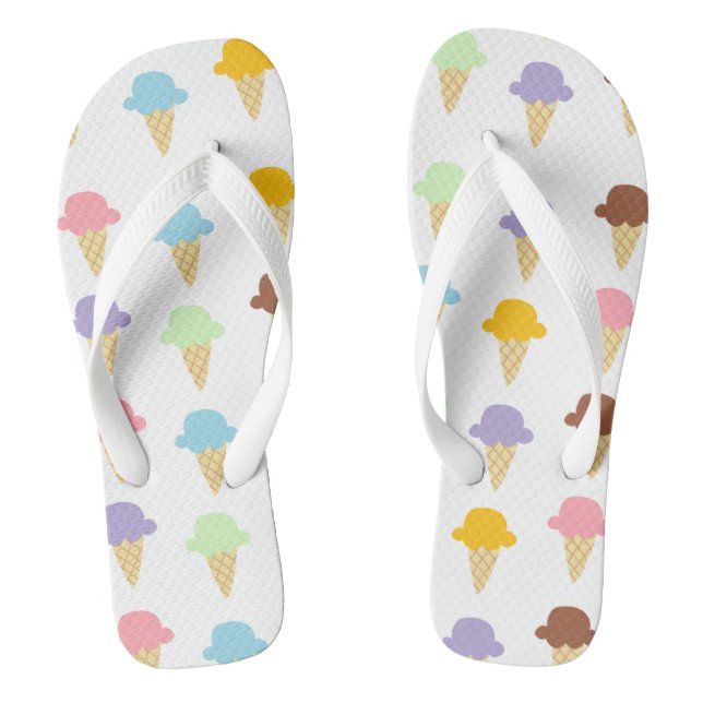 Colourful Ice Cream Cones Flip Flops (Footbed)