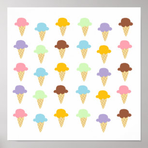 Colourful Ice Cream Cones Poster