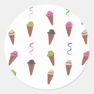 Colourful Ice Cream Cones Ribbons Birthday Sticker
