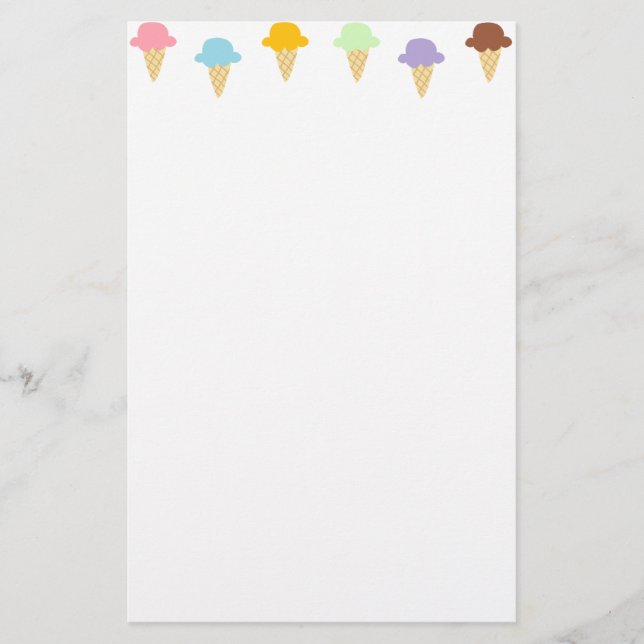 Colourful Ice Cream Cones Stationery (Front)