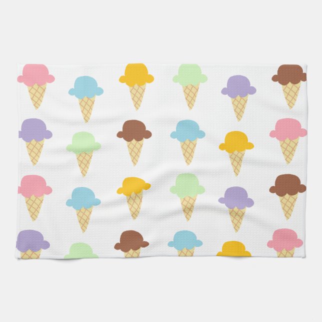 Colourful Ice Cream Cones Tea Towel (Horizontal)
