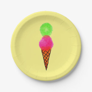 colourful ice-cream girl's birthday party paper plate