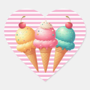 Colourful Ice cream Heart Sticker