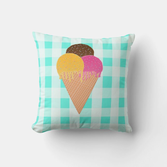 Colourful Ice Cream Illustration Cushion (Front)