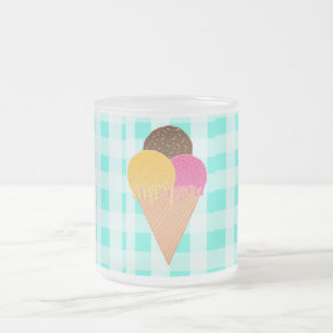 Colourful Ice Cream Illustration Frosted Glass Coffee Mug