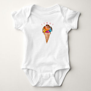 Colourful ice cream in a crispy cone baby bodysuit