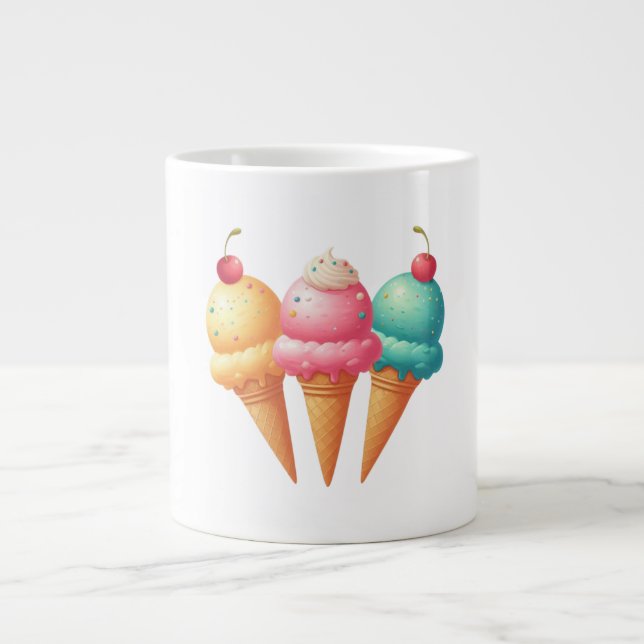 Colourful Ice cream Large Coffee Mug (Front)