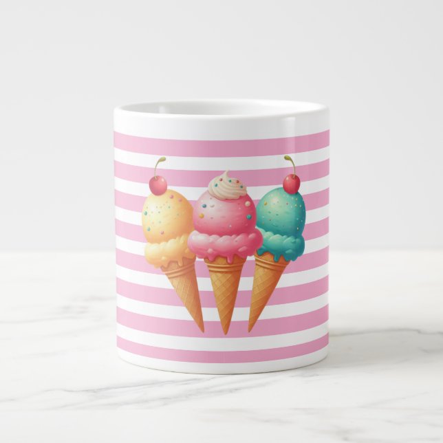 Colourful Ice cream Large Coffee Mug (Front)