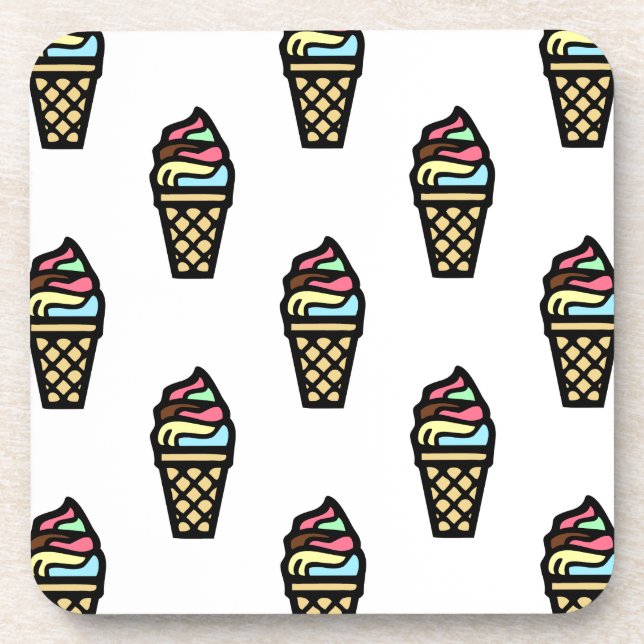 Colourful Ice Cream Pattern Coaster (Front)