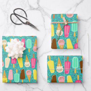 Colourful Ice Cream Pattern Dopamine Design  Wrapping Paper Sheet