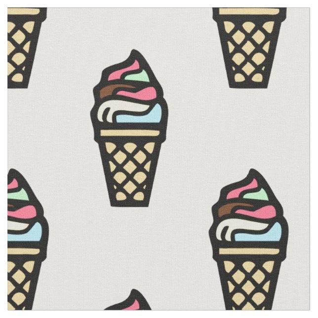 Colourful Ice Cream Pattern Fabric (Close Up)