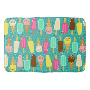 Colourful Ice Cream Pattern Summer Bath Mat