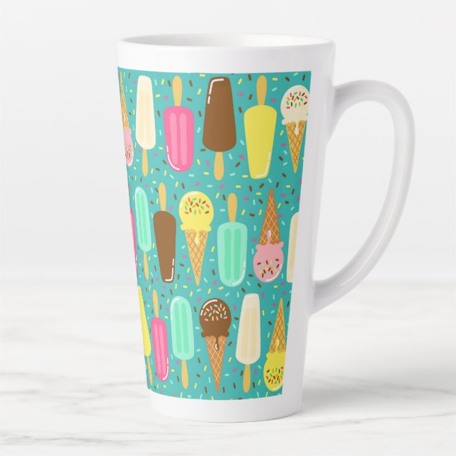 Colourful Ice Cream Pattern Summer  Latte Mug (Right)