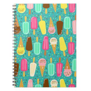 Colourful Ice Cream Pattern Summer Notebook