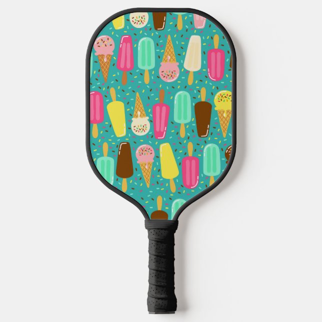 Colourful Ice Cream Pattern Summer  Pickleball Paddle (Front)
