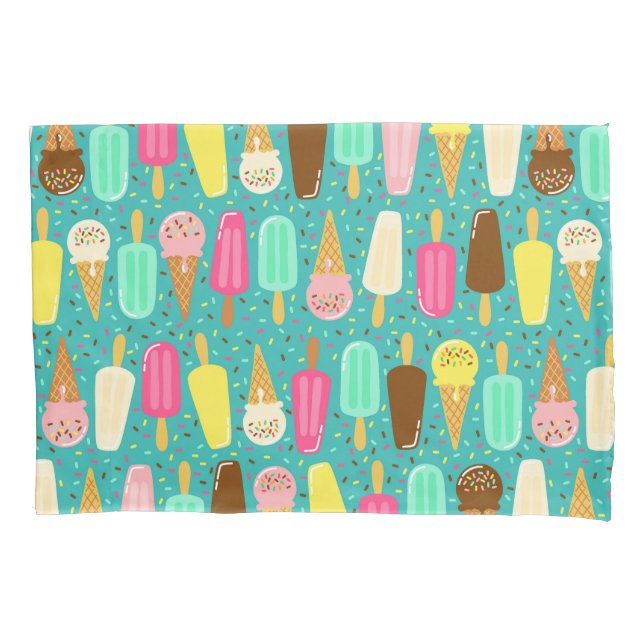 Colourful Ice Cream Pattern Summer  Pillowcase (Front)