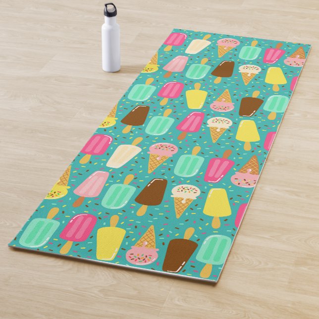 Colourful Ice Cream Pattern Summer  Yoga Mat (In Situ)