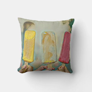 Colourful ice cream popsicles cushion