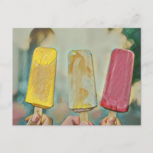 Colourful ice cream popsicles postcard (Front)