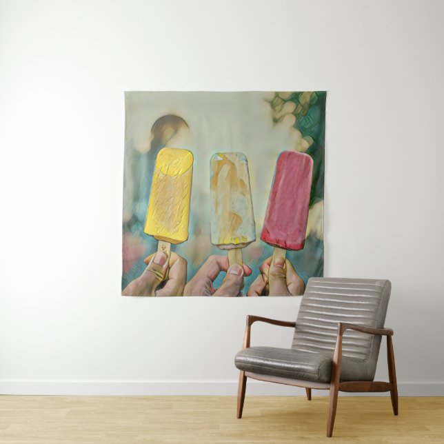Colourful ice cream popsicles tapestry (In Situ)
