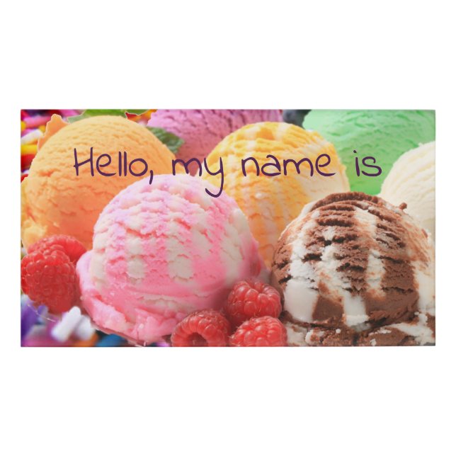 colourful ice cream scoops name tag (Front)