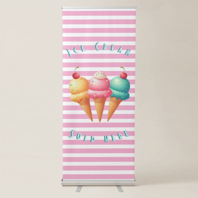 Colourful Ice cream shop Retractable Banner (Front)