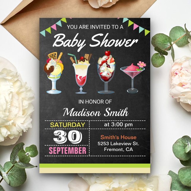 Colourful Ice Cream Sundae Baby Shower Invitation (Creator Uploaded)