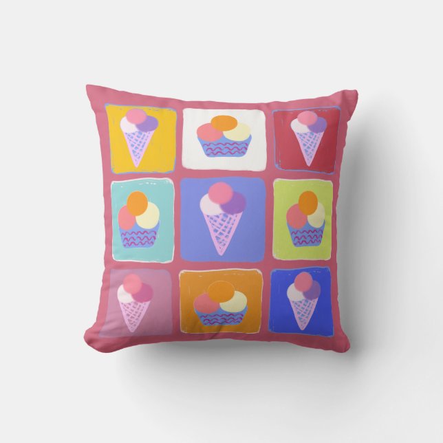 Colourful ice creams collage cushion (Front)