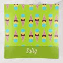 Colourful ice creams on green