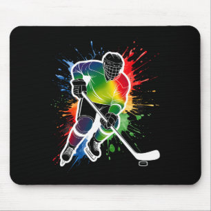 Colourful Ice Hockey Fan Player Tie Dye Colour Spl Mouse Mat