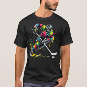 Colourful Ice Hockey Player Boys Girls Sports T-Shirt