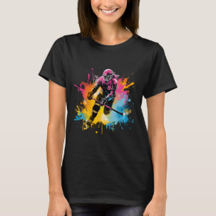 Colourful Ice Hockey Player Girl On Womens Ice Hoc T-Shirt