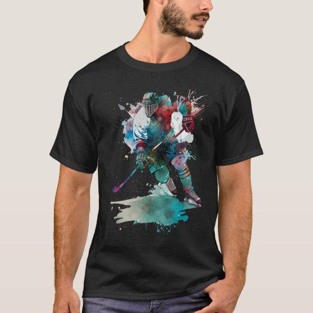 Colourful ice hockey player ice hockey stick ice h T-Shirt (Front)