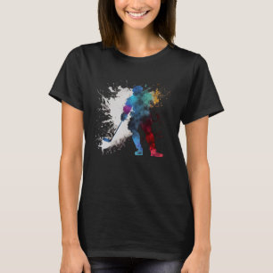 Colourful ice hockey player ice hockey stick ice h T-Shirt