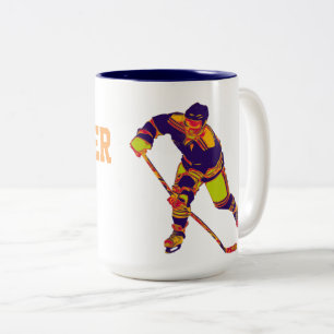 Colourful Ice Hockey Player, Personalised Mug