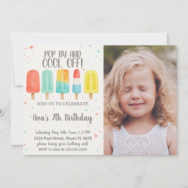 Colourful Ice Pop Birthday Invitation (Front)