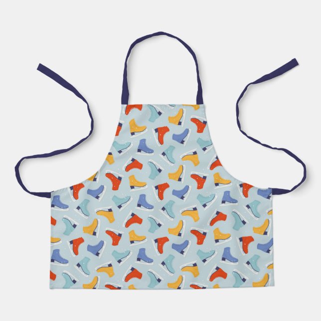 Colourful Ice Skate Winter Pattern Apron (Front)