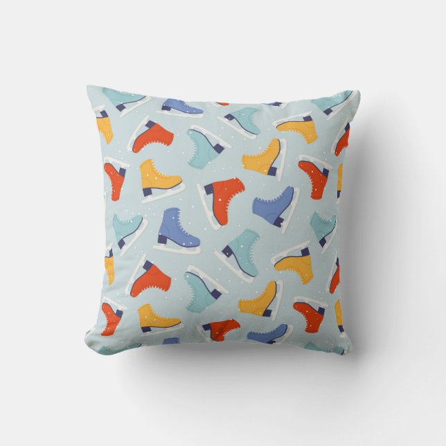 Colourful Ice Skate Winter Pattern Cushion (Front)
