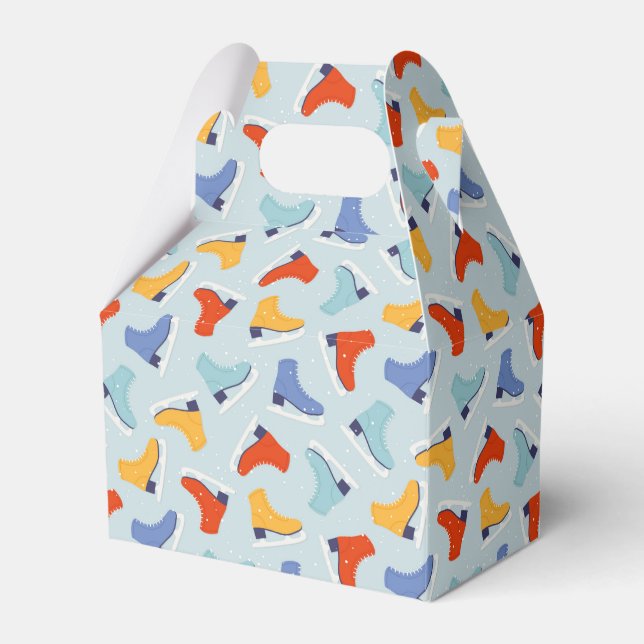 Colourful Ice Skate Winter Pattern Favour Box (Front Side)