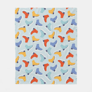 Colourful Ice Skate Winter Pattern Fleece Blanket