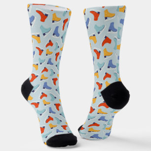 Colourful Ice Skate Winter Pattern Socks