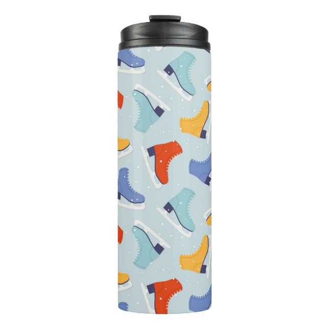 Colourful Ice Skate Winter Pattern Thermal Tumbler (Front)
