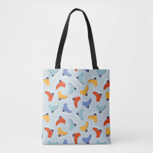 Colourful Ice Skate Winter Pattern Tote Bag