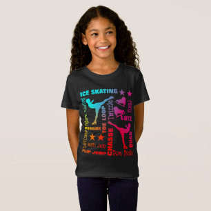 Colourful Ice Skating Theme Terminology Typography T-Shirt