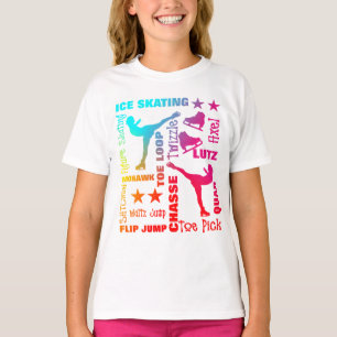 Colourful Ice Skating Theme Terminology Typography T-Shirt