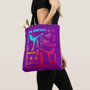 Colourful Ice Skating Theme Terminology Typography Tote Bag