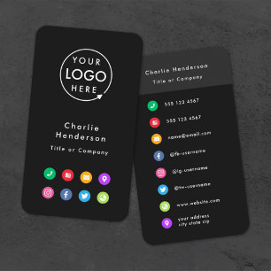 Colourful Icons   Social Media Modern Logo Black Business Card