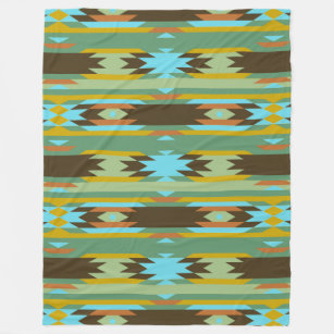 Colourful Ikat Tribal Geometric Pattern Fleece Blanket