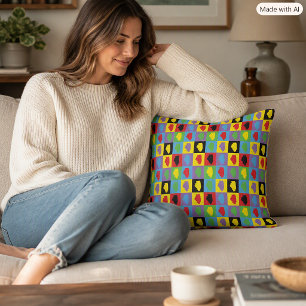 Colourful Illinois Pop Art Grid Cushion
