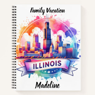 Colourful Illinois skyline reflections Notebook